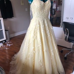 Yellow Floral Prom Dress